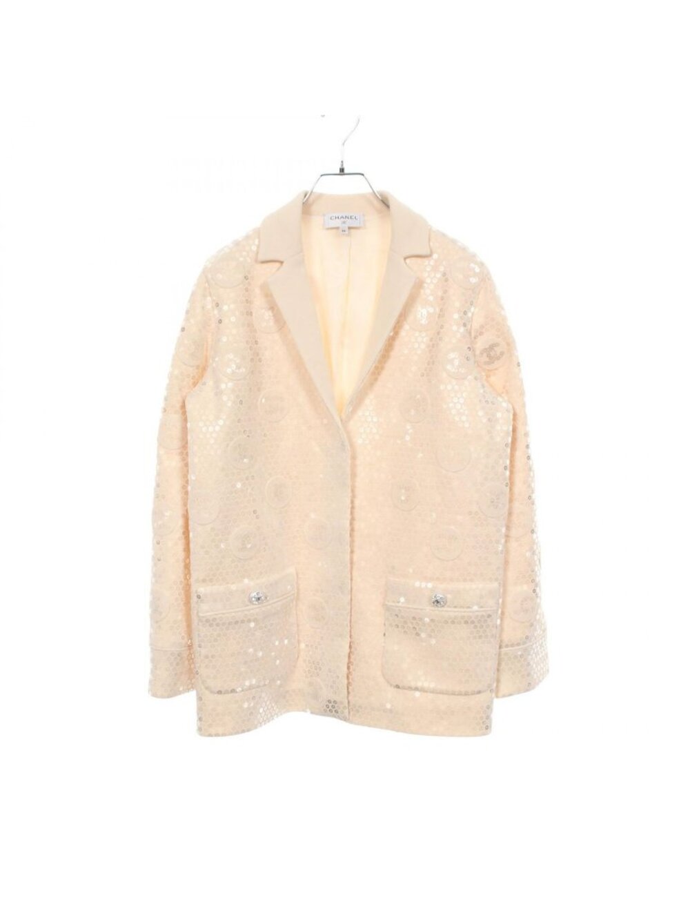 Chanel Tailored Jacket CC Logo Sequin Wool